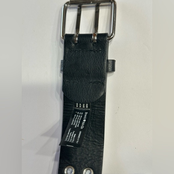 Brandy Melville Belt Black Faux Leather Double Holes One Size Silver Buckle - Picture 4 of 15
